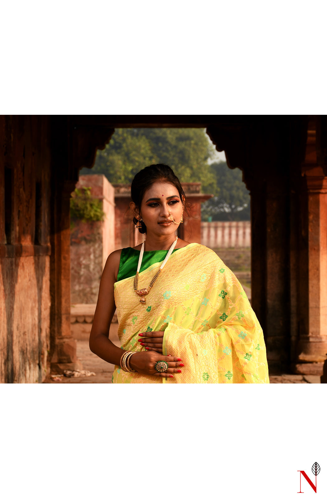 Lemon Pure Banarasi Chiffon Saree