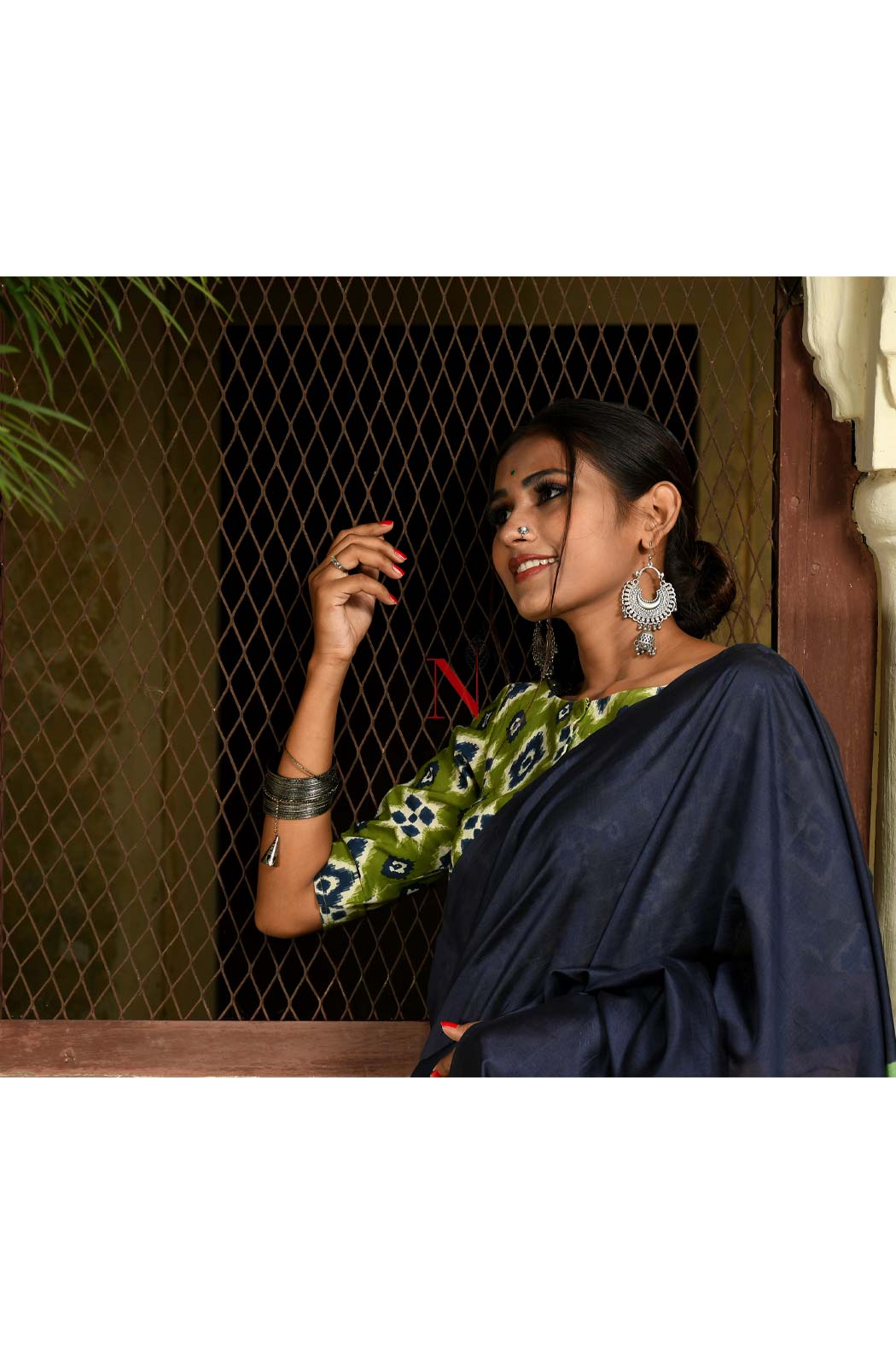 Blue & Green Pure Silk Chanderi Saree - Naksheband