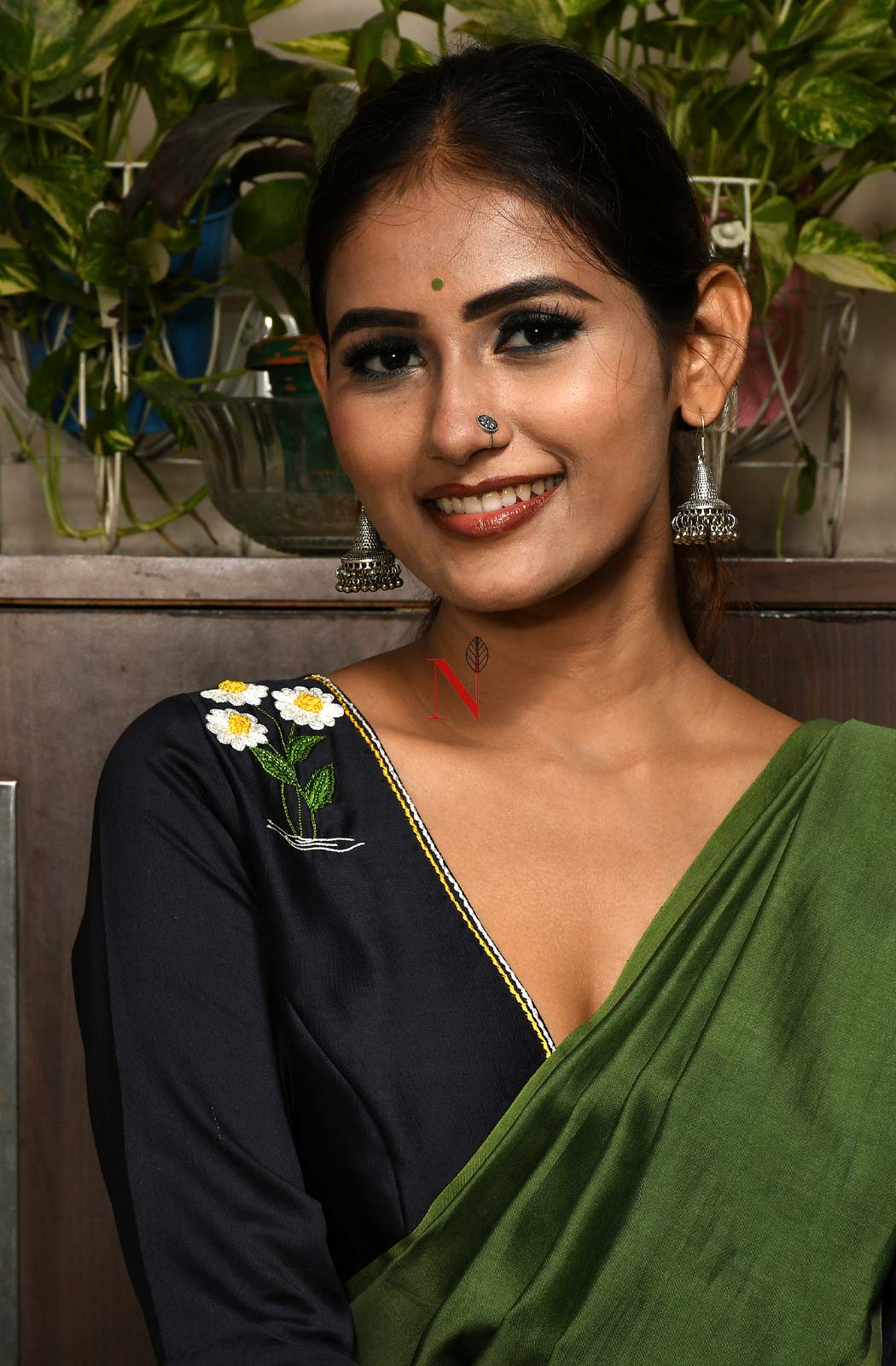 Dark Olive Green Pure Silk Chanderi Saree - Naksheband