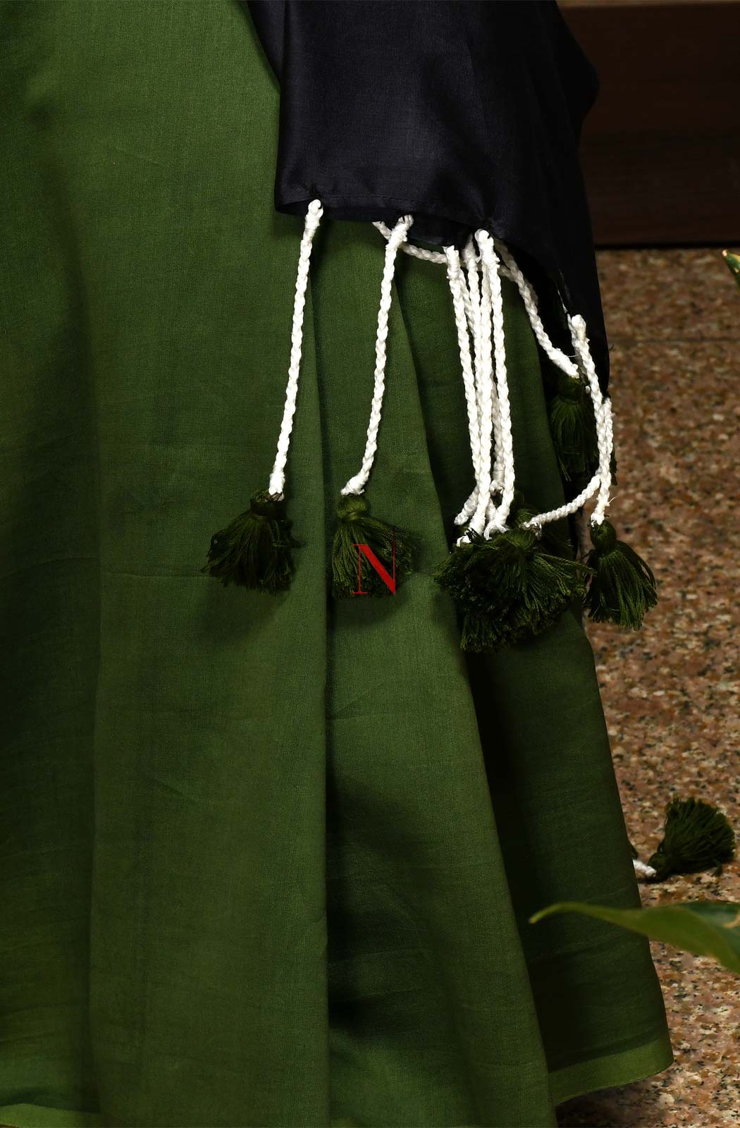 Dark Olive Green Pure Silk Chanderi Saree - Naksheband