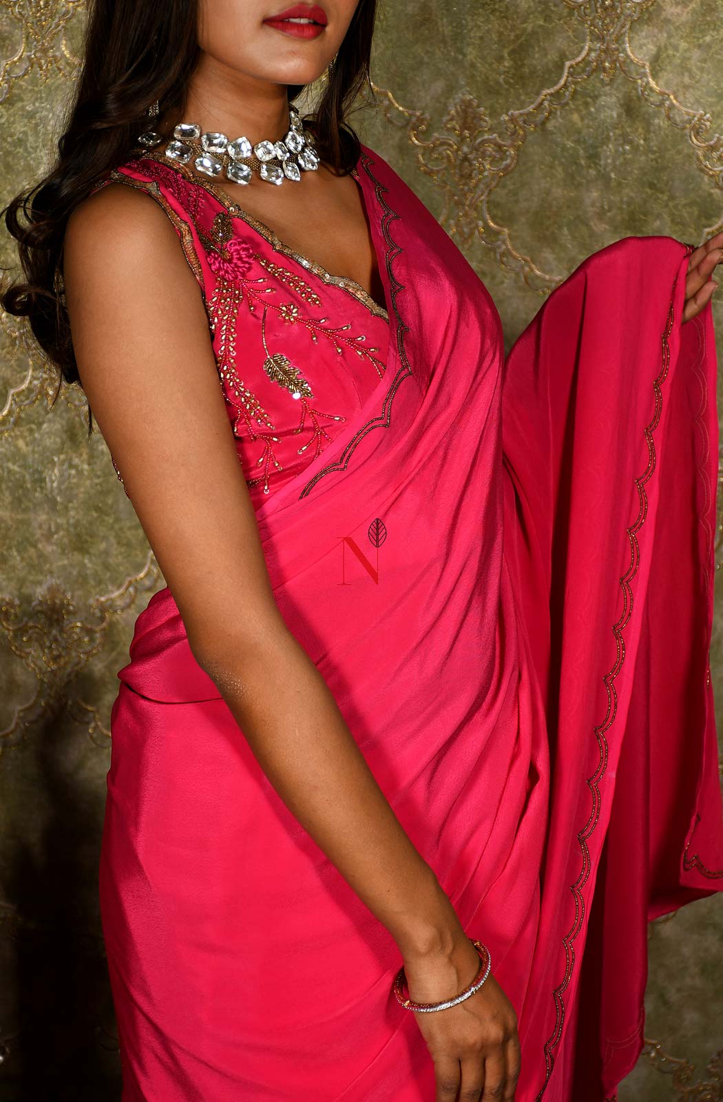 Rani Designer Pure Crepe Saree - Naksheband
