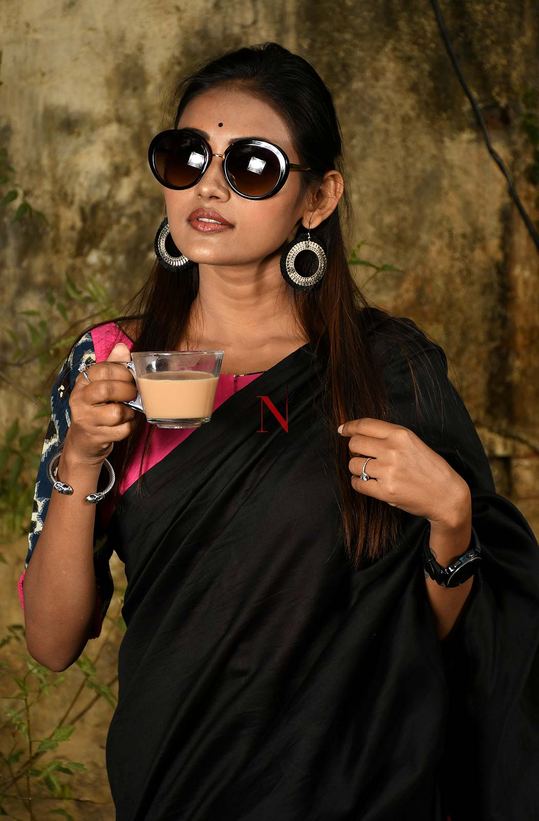 Black & Multicolor Pure Silk Chanderi Saree - Shibori - Naksheband