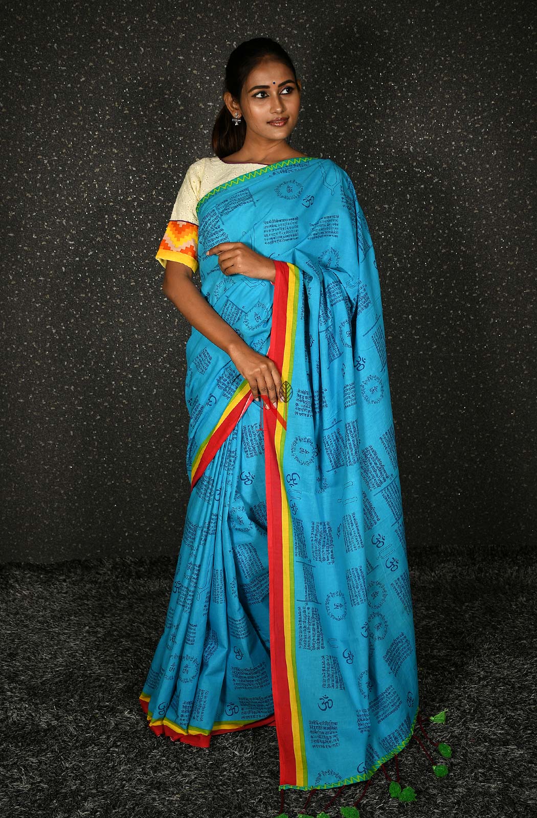 Blue Pure Cotton Printed Saree - Naksheband