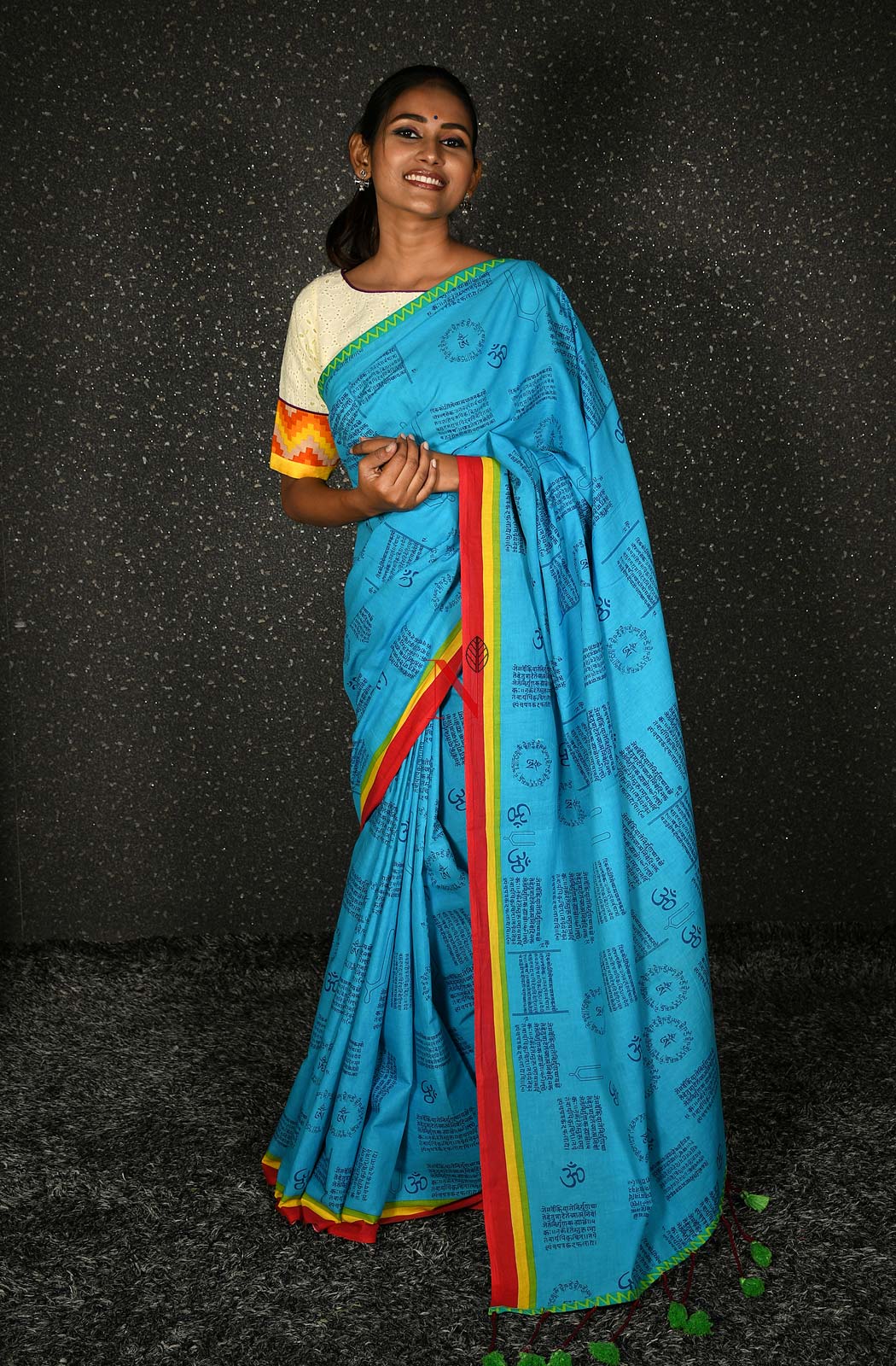 Blue Pure Cotton Printed Saree - Naksheband