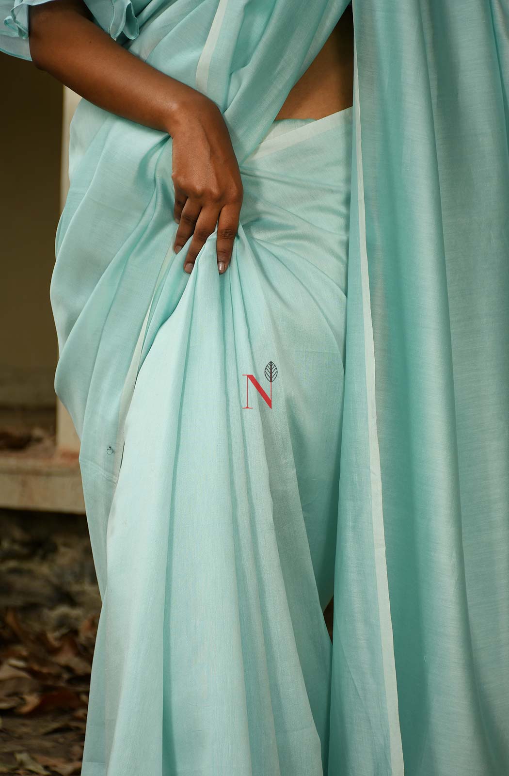 Sea Green Pure Silk Chanderi Plain Saree - Naksheband