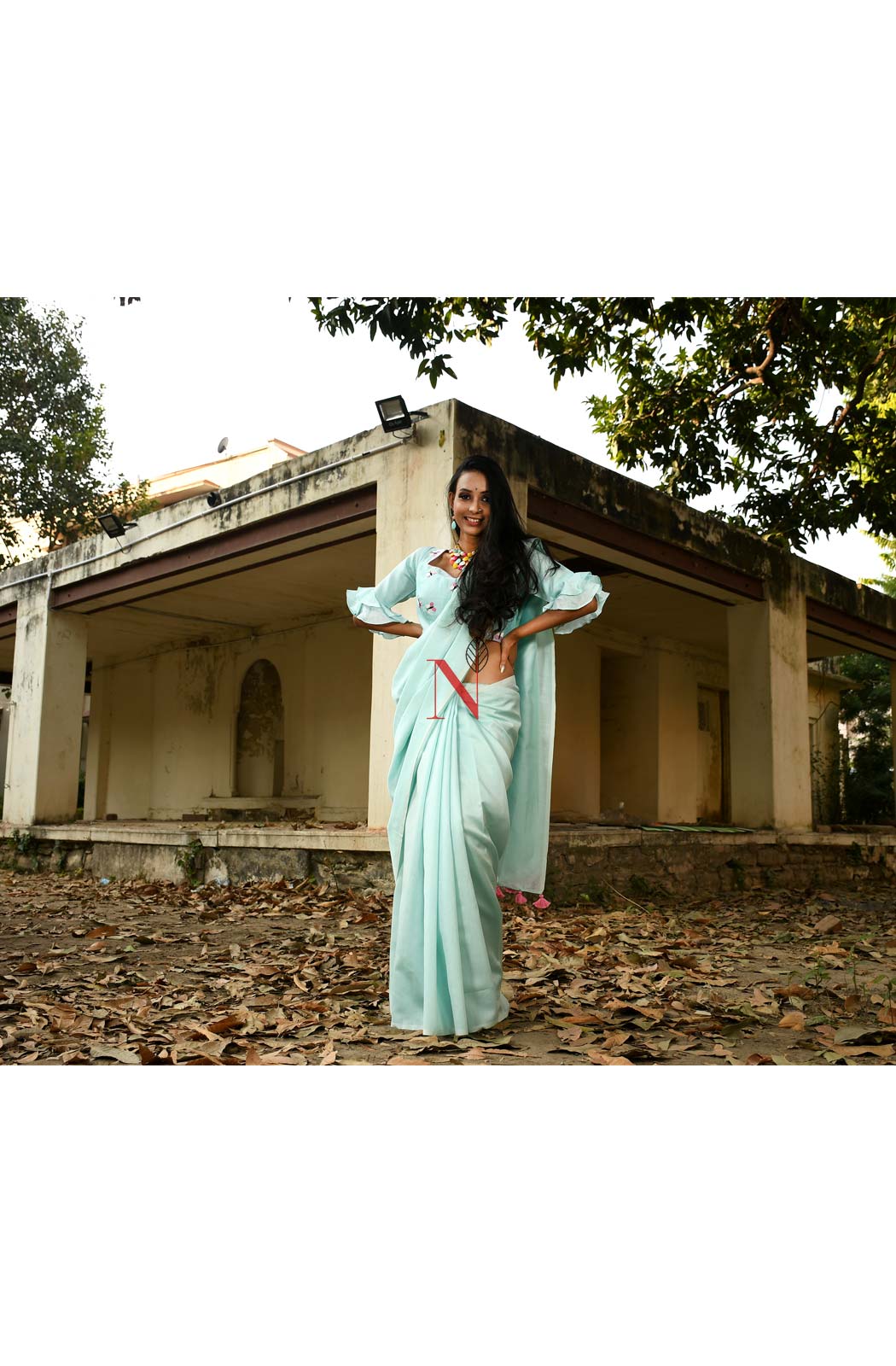 Sea Green Pure Silk Chanderi Plain Saree - Naksheband