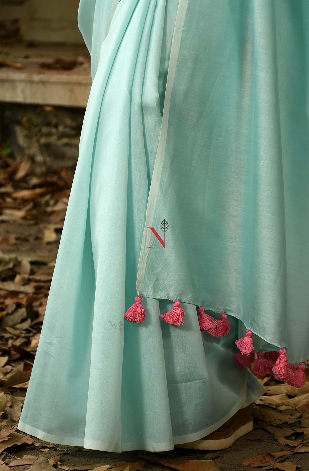 Sea Green Pure Silk Chanderi Plain Saree - Naksheband