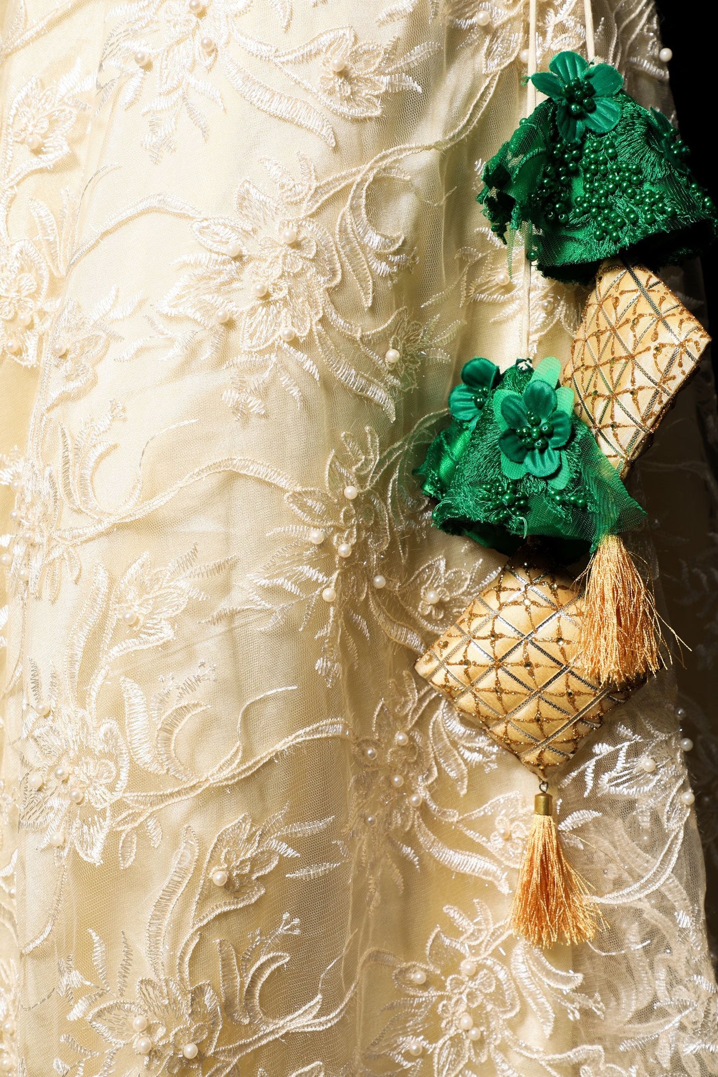 Forest Green And Cream Color Indowestern Designer Skirt Set - Radiant - Naksheband