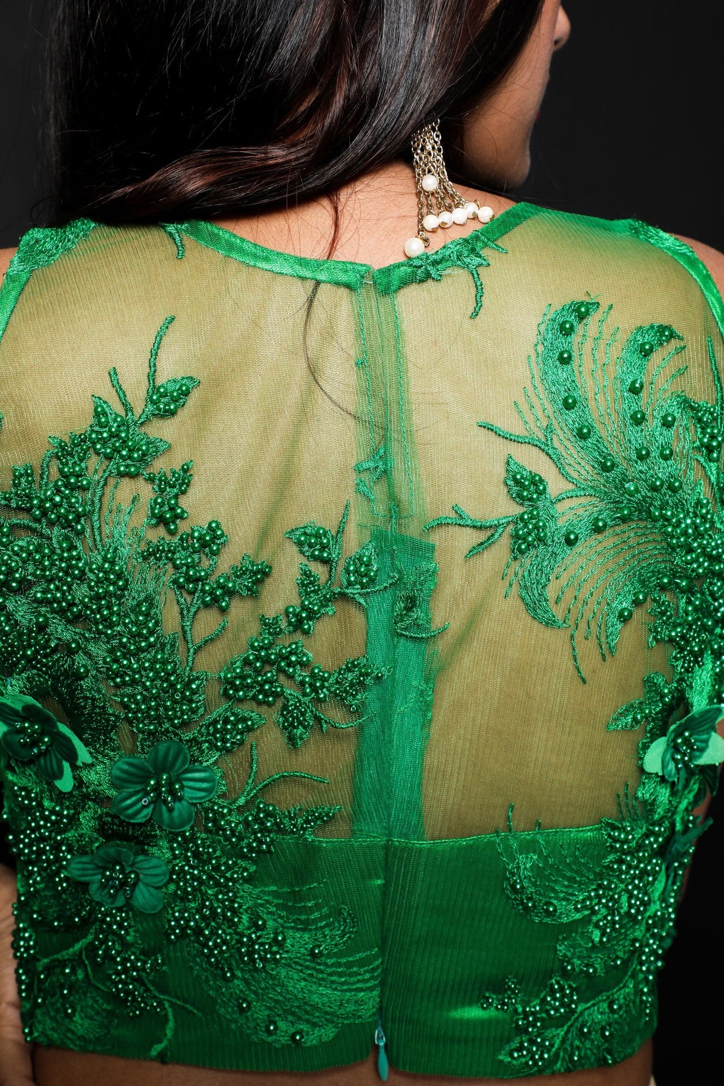 Forest Green And Cream Color Indowestern Designer Skirt Set - Radiant - Naksheband