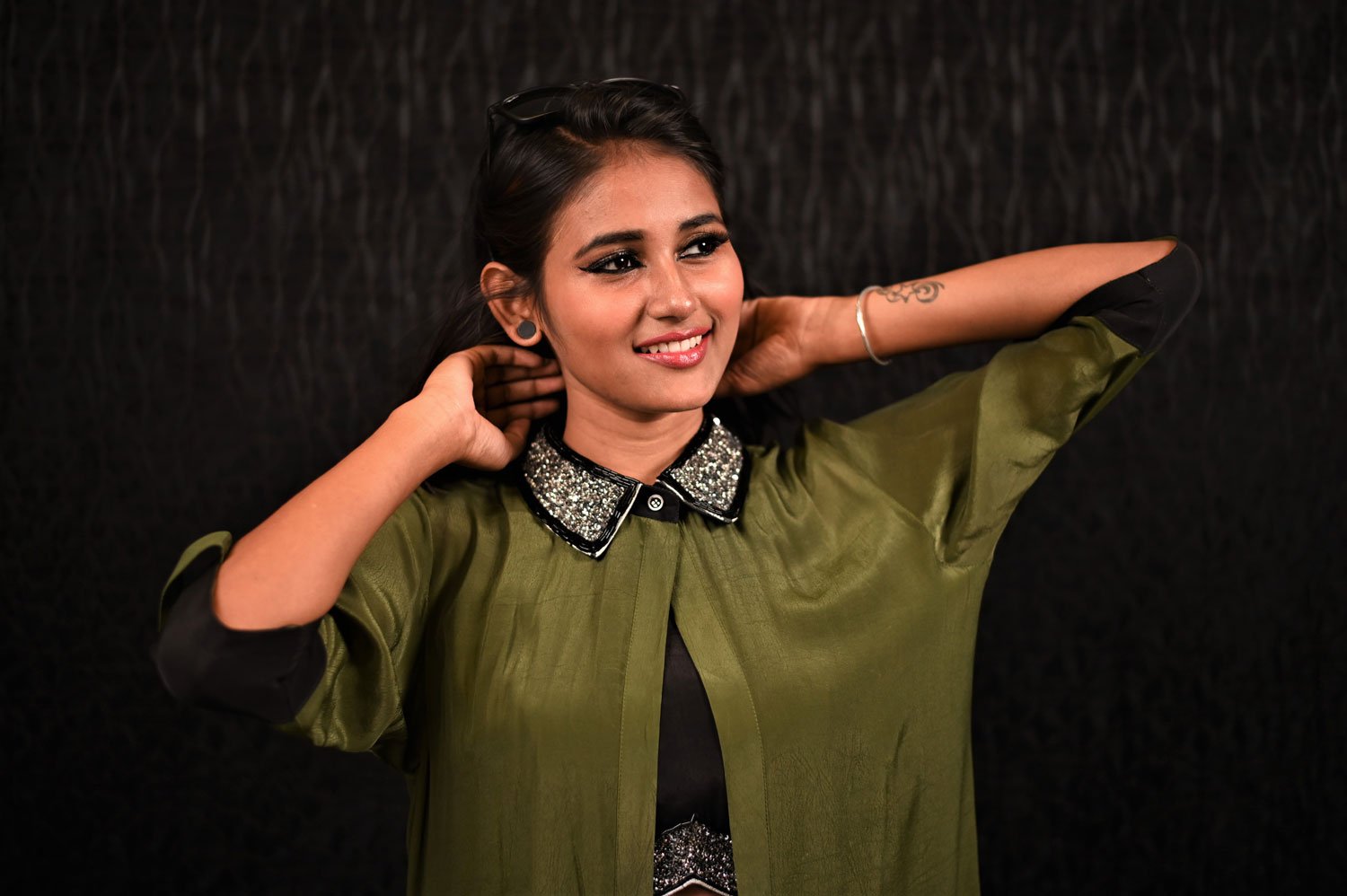 Olive Green And Black Color Indowestern Designer Three Piece - Olive Pearl - Naksheband
