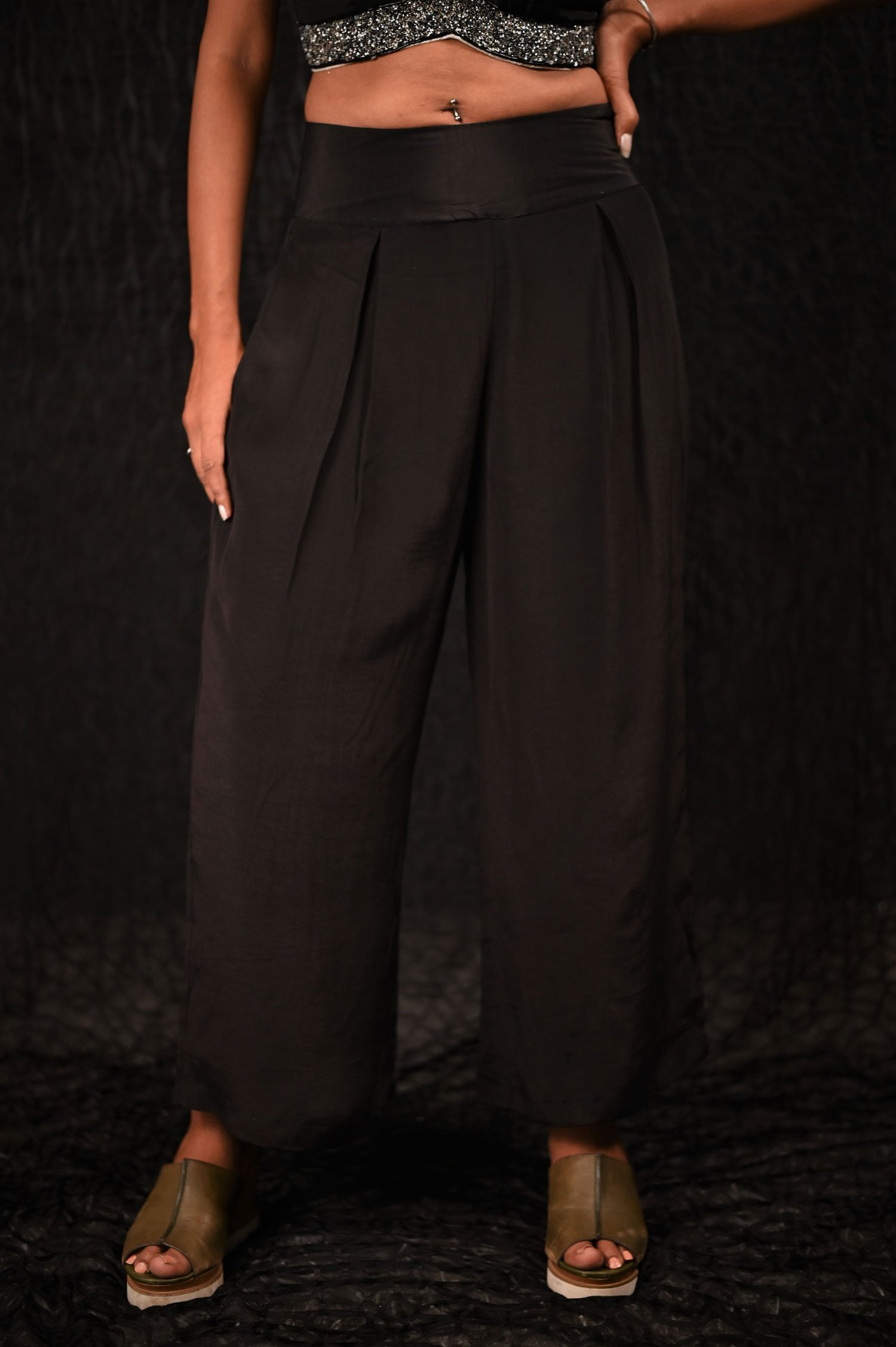 Olive Green And Black Color Indowestern Designer Three Piece - Olive Pearl - Naksheband