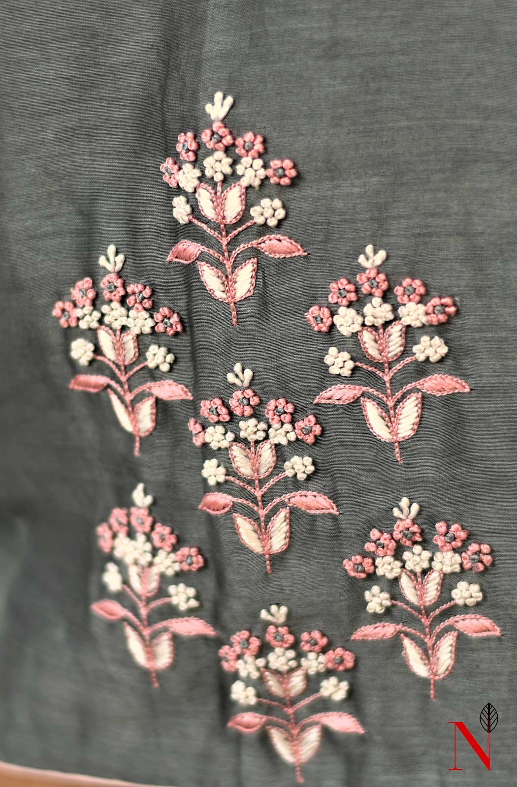 Grey Pure Silk Chanderi Hand Embroidered Designer Blouse - Naksheband