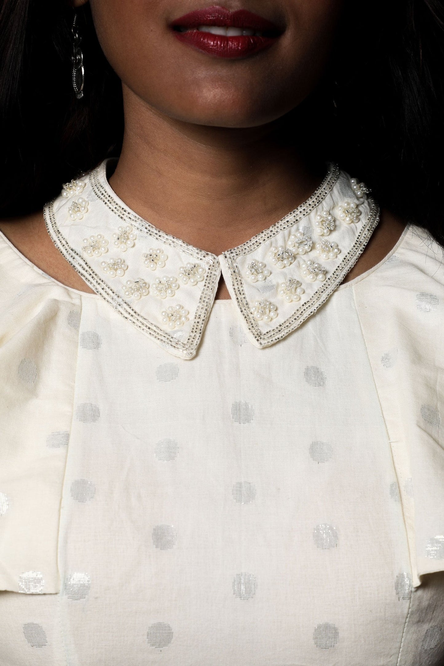 Granite And White Color Indowestern Designer Plazzo Pant Top - Polka Power - Naksheband