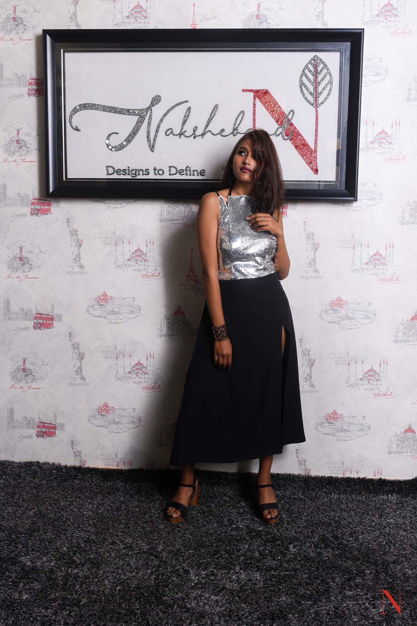Indowestern Designer One Piece - Stygian - Naksheband
