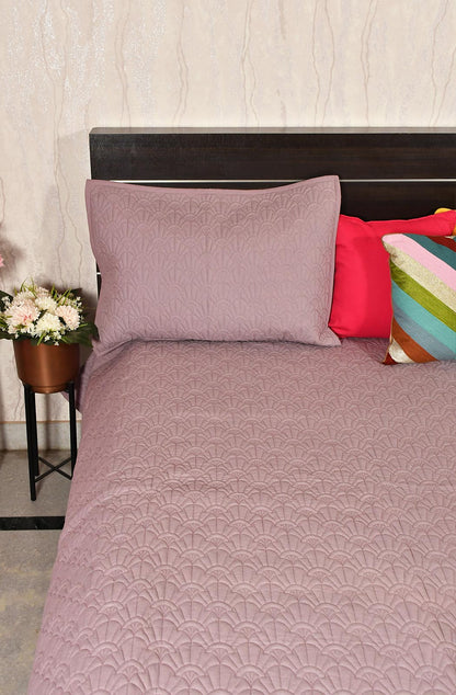 Mauve Self Hand Quilt Cotton Double Bedcover