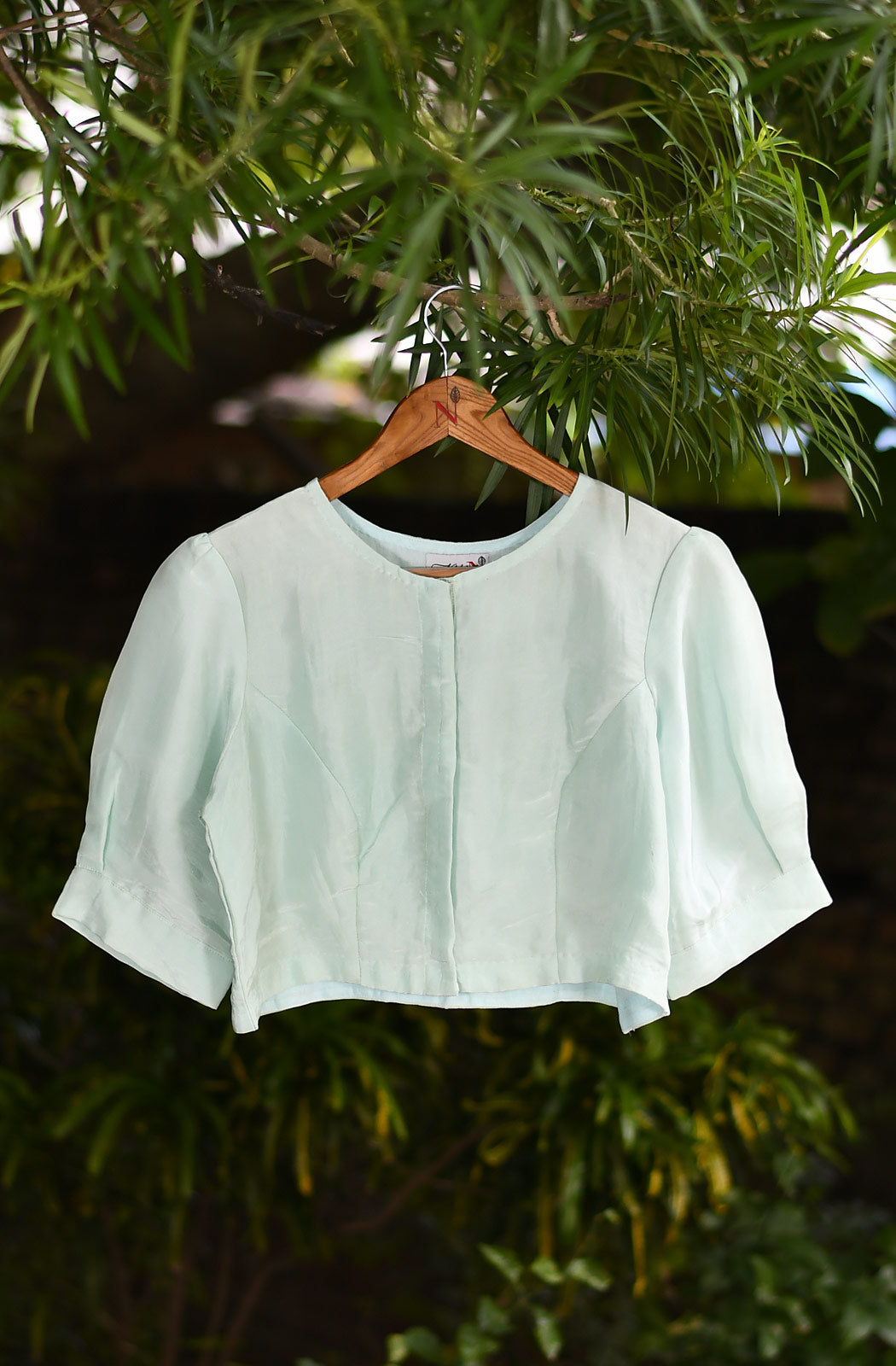 Light Sea Green Hand Embroidered Pure Uppada Silk Blouse - Naksheband