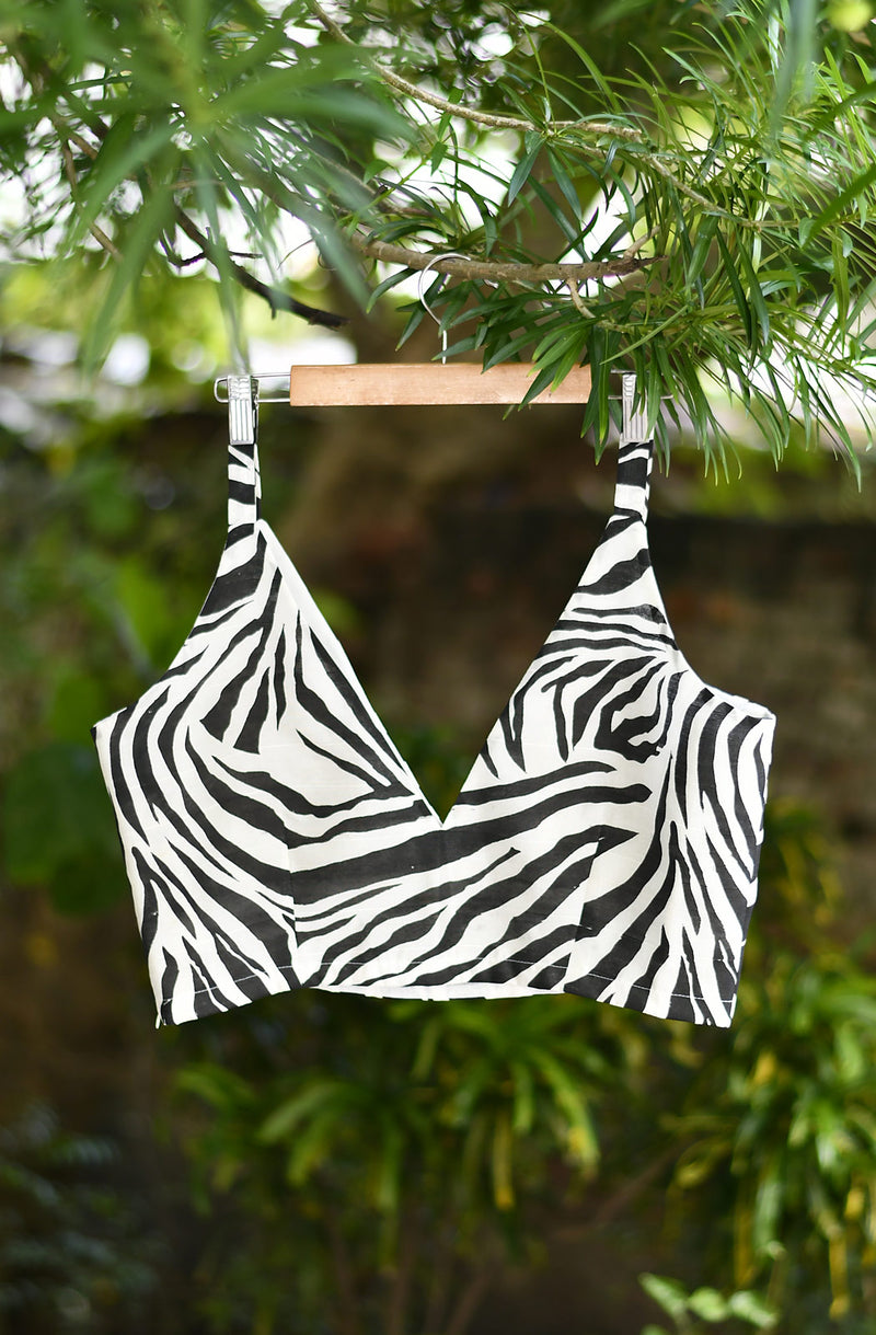 Black and White Zebra Print Chanderi Blouse