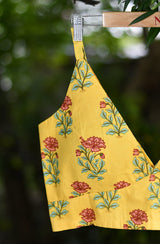 Yellow Block Print Cotton Blouse