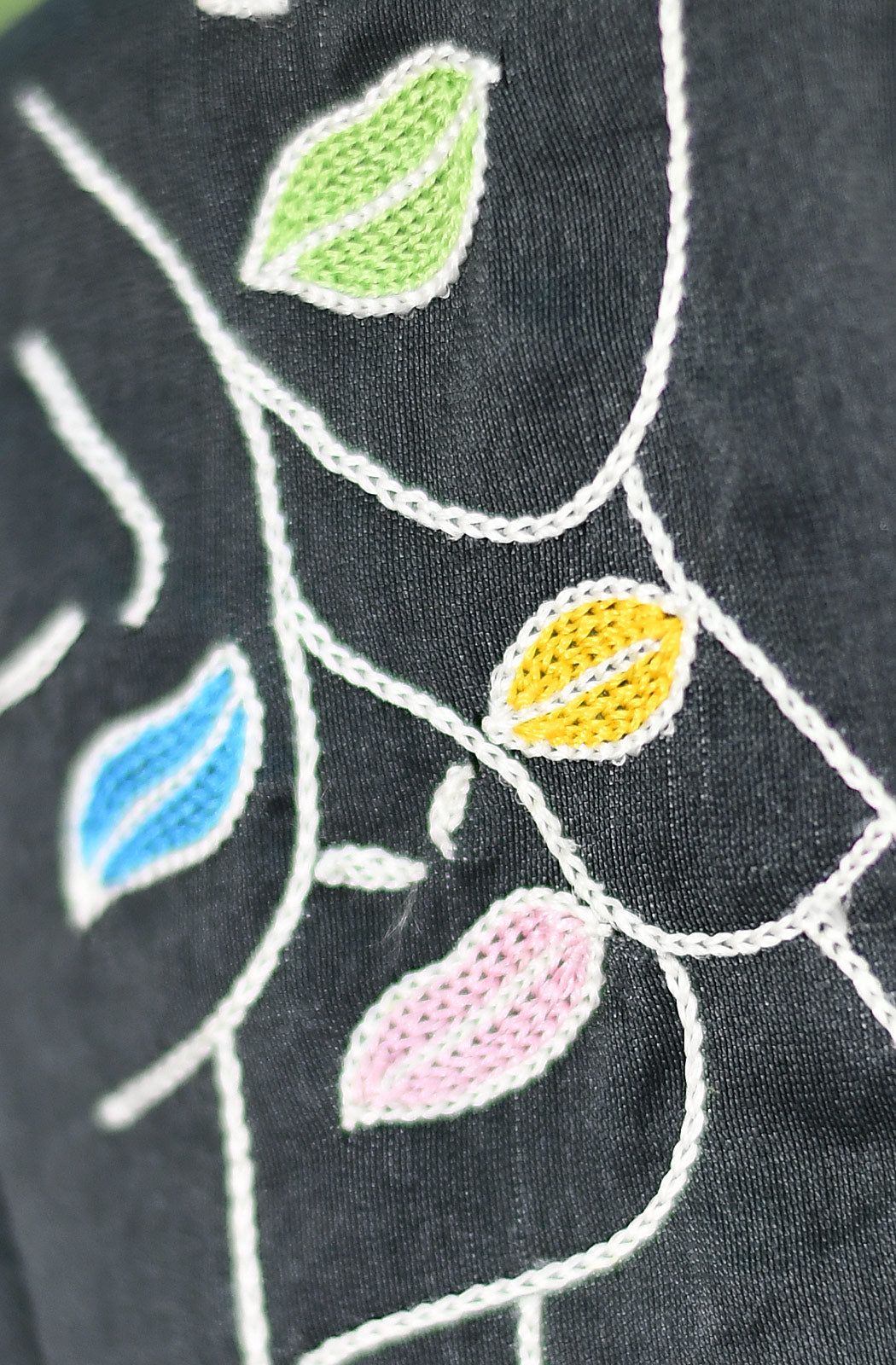 Dark Grey Hand Embroidered Pure Silk Chanderi Blouse - Naksheband