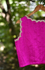 Fuchsia Hand Embroidered Pure Raw Silk Blouse