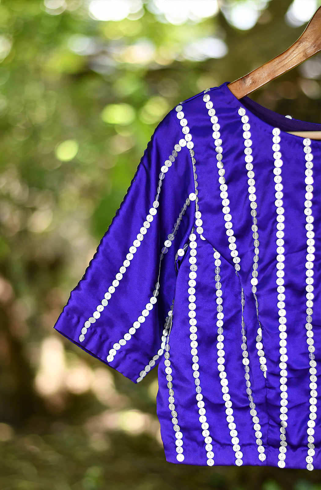 Purple Pure Satin Hand Embroidered Blouse - Naksheband