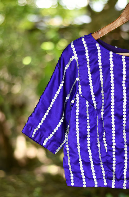 Purple Pure Satin Hand Embroidered Blouse - Naksheband