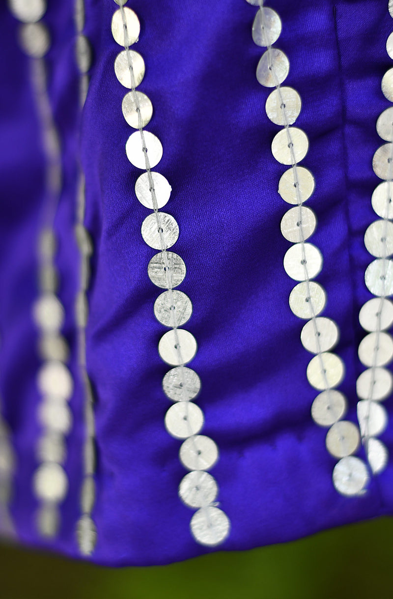 Purple Pure Satin Hand Embroidered Blouse