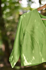 Parrot Green Hand Embroidered Pure Silk Chanderi Blouse