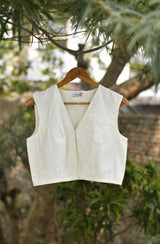 White Pure Silk Chanderi Blouse