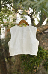 White Pure Silk Chanderi Blouse