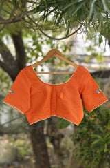 Fanta Orange Chanderi Hand Embroidered Blouse