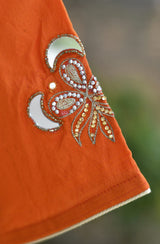 Fanta Orange Chanderi Hand Embroidered Blouse