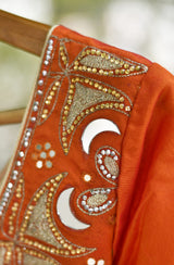 Fanta Orange Chanderi Hand Embroidered Blouse