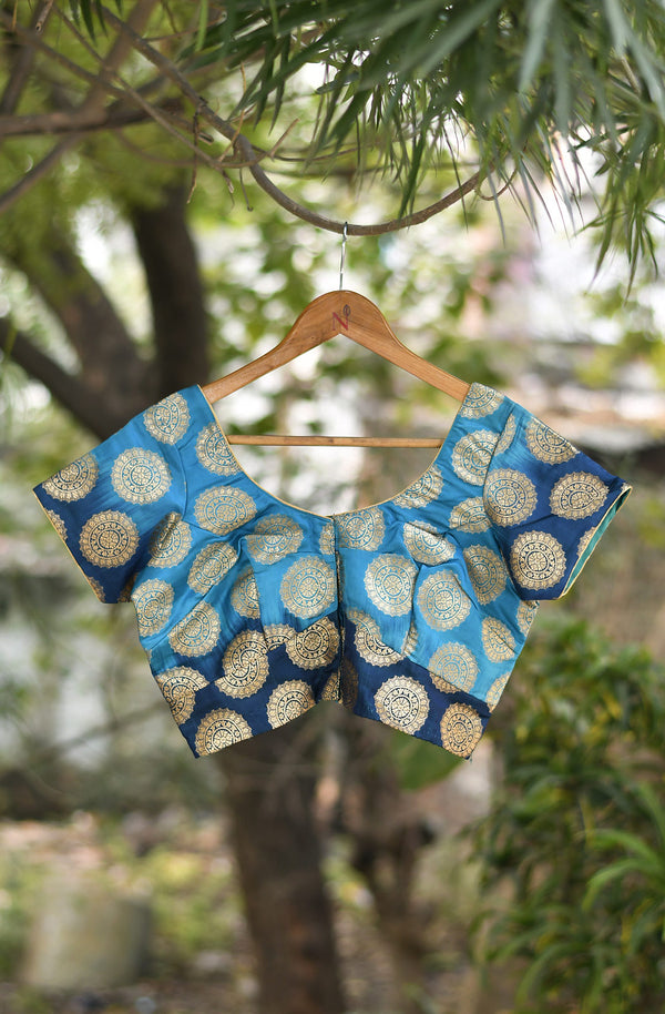 Blue Dual Shade Banarasi Blouse