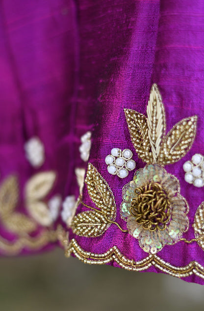 Rani Magenta Pure Raw Silk Hand Embroidered Blouse