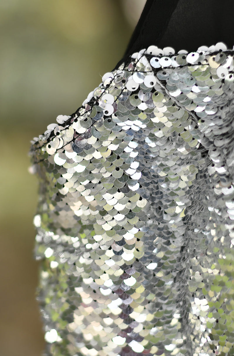 Silver and Black George Sequin Blouse