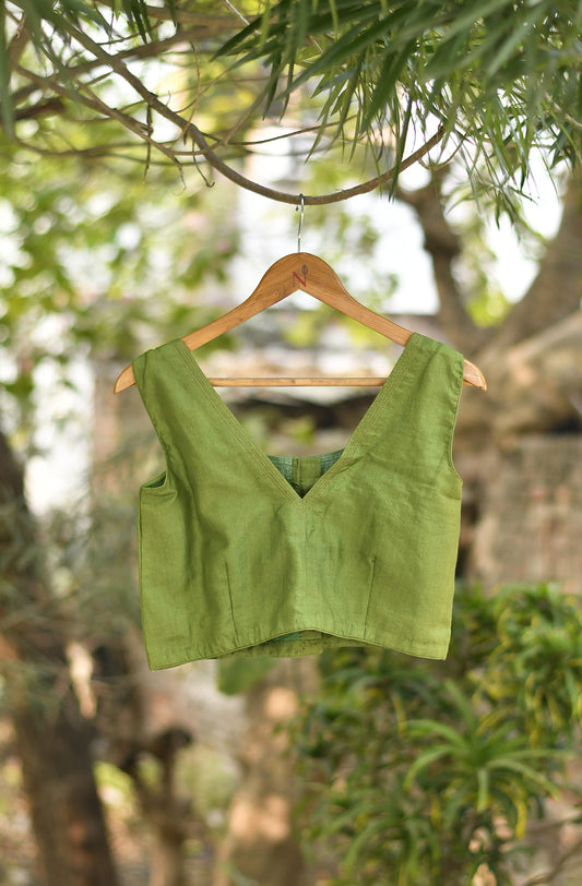 Crocodile Green Pure Silk Blouse