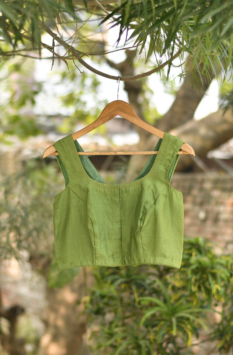 Crocodile Green Pure Silk Blouse