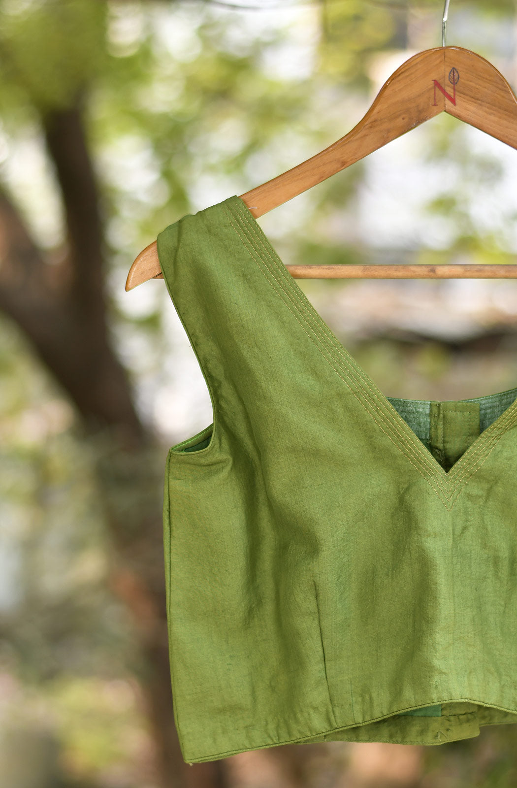 Crocodile Green Pure Silk Blouse - Naksheband