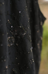 Black Pure Chiffon Embroidered Blouse