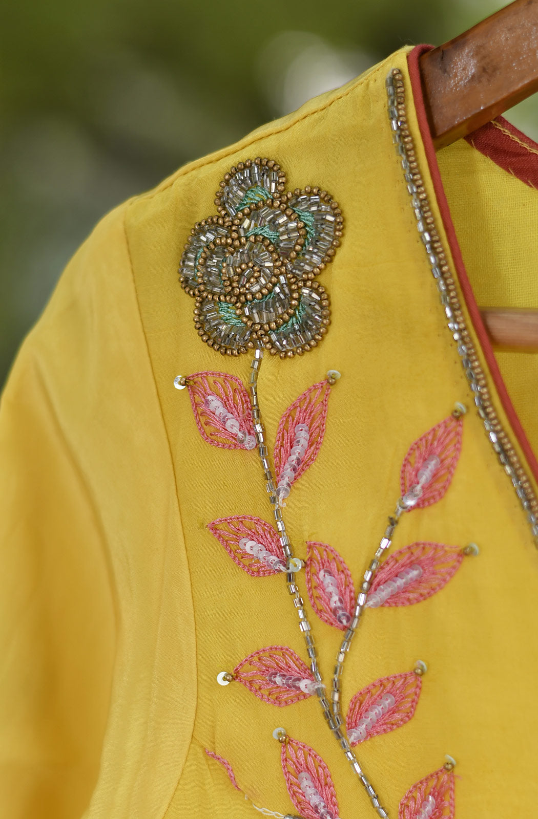 Dandelion Yellow Pure Crepe Hand Embroidered Blouse