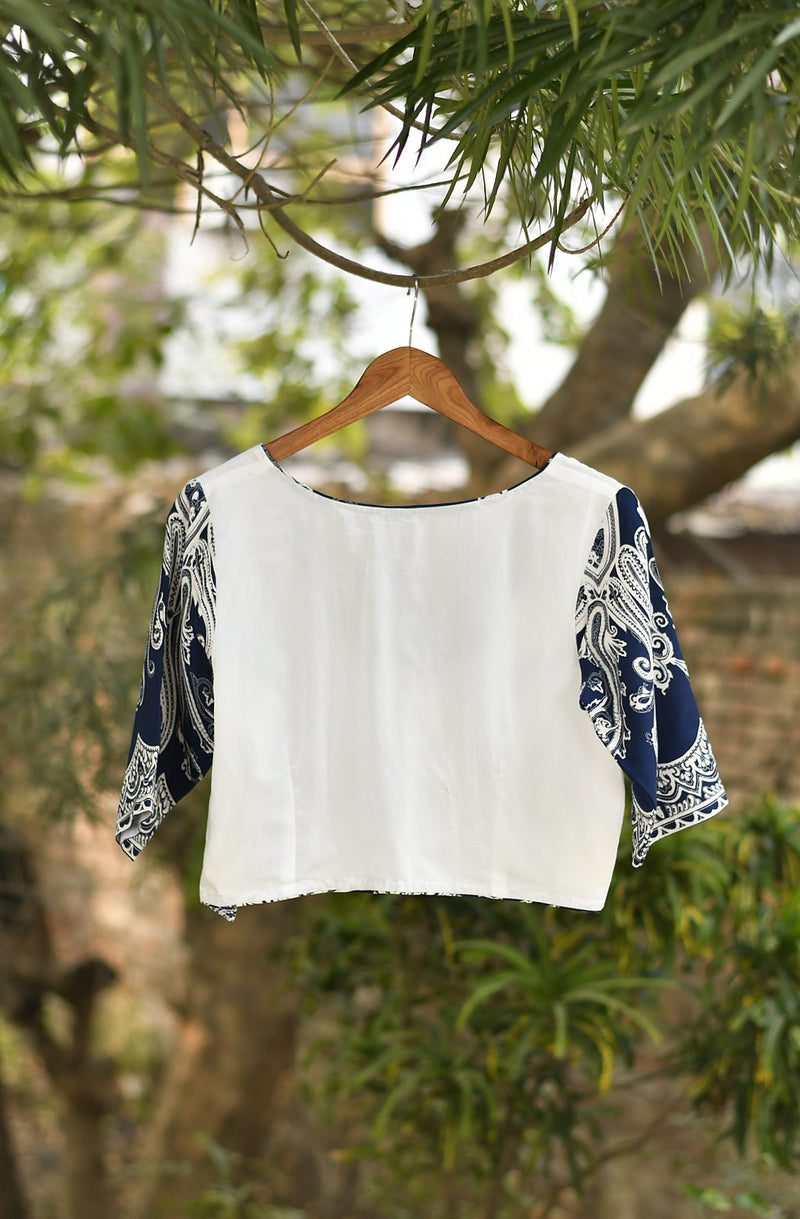 White Cotton Silk Blouse