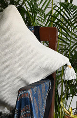 Off White Hand Woven Jute 16x16 Cushion Cover