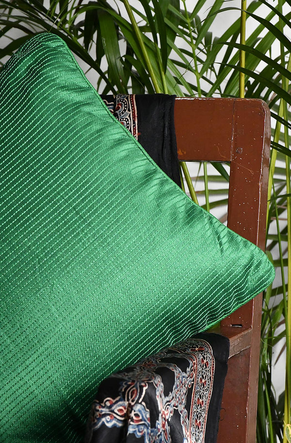 Bottle Green Anchor Stitch Cotton 16x16 Cushion Cover