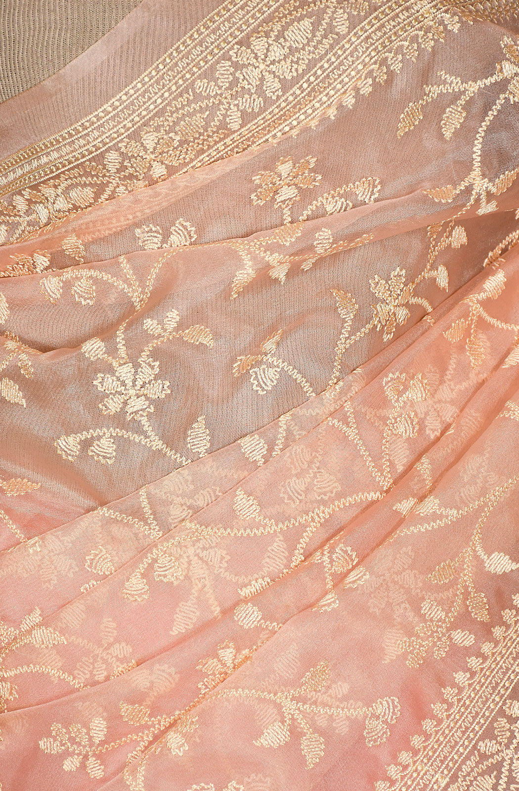 Peach Organza Embroidered Saree - Naksheband