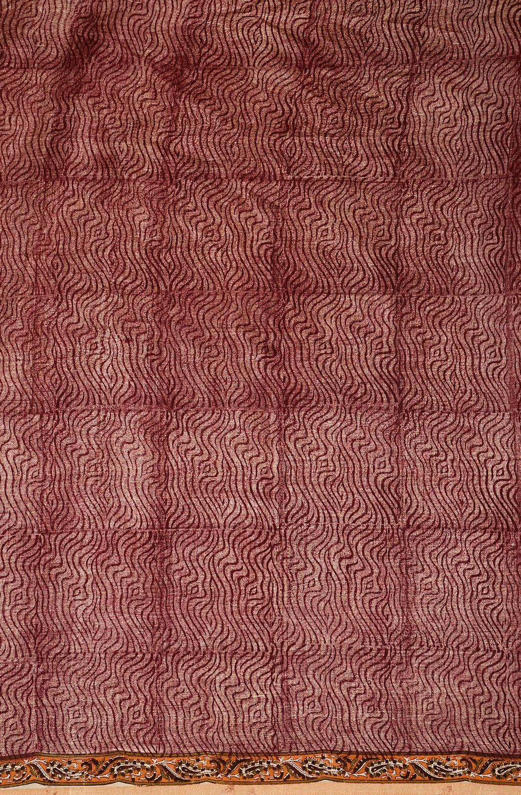 Mustard and Brown  Pure Silk Chanderi Hand Block Printed Saree - Naksheband