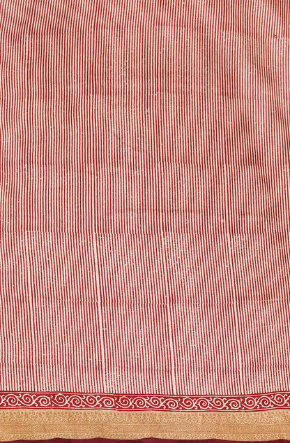 Multicolor Pure Munga Silk Hand Block Printed Saree
