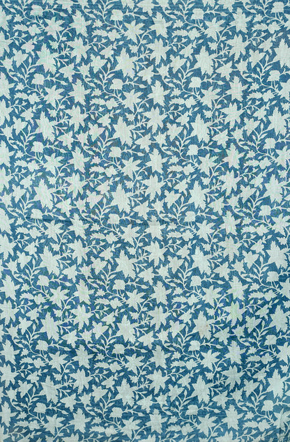 Indigo Pure Silk Chanderi Hand Block Printed Saree