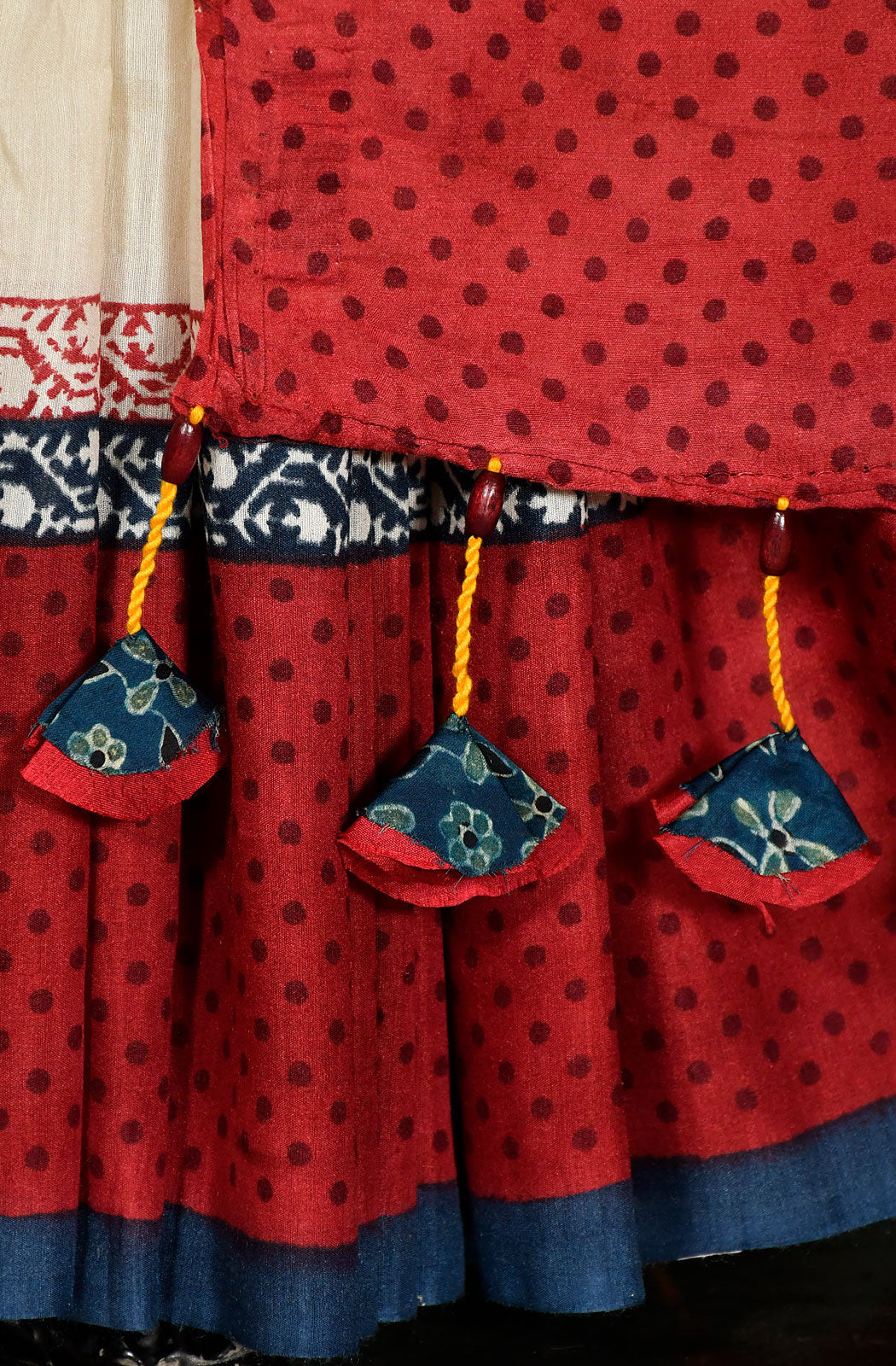 Off White Pure Munga Silk Hand Block Printed Saree