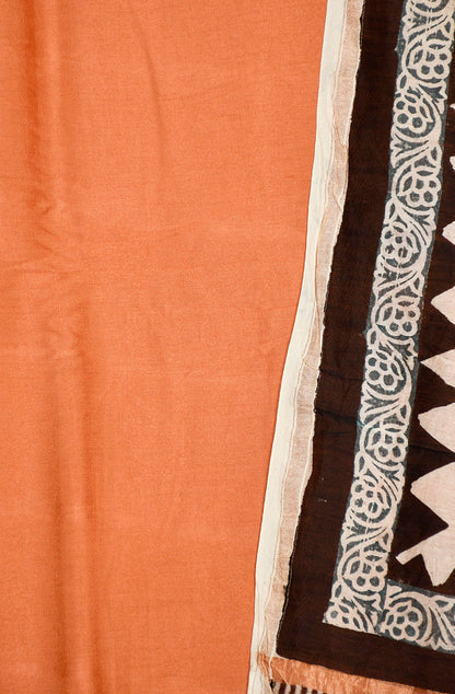 Peach Pure Silk Chanderi Unstitched Suit Set